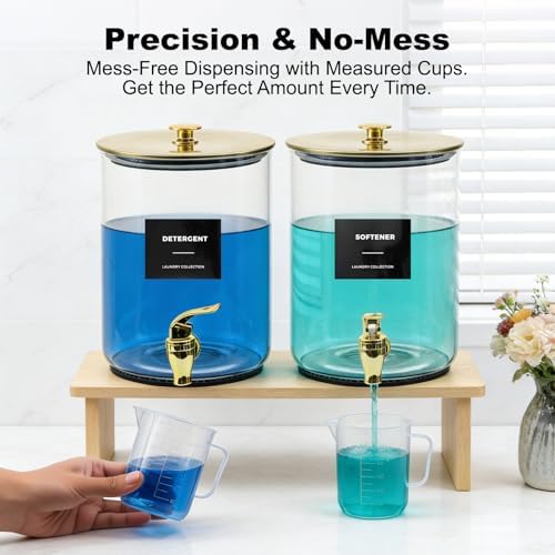 Glass Laundry Detergent Dispenser for Laundry Room Organization-Gold - Image 6