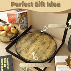 Lazy Susan Turntable Organizer for Table Top, 18’’ Round Wooden Lazy Susan for Cabinet Kitchen Countertop Pantry Dining Coffee Table for Condiments Spices, Rustic Bathroom Vanity Tray for Soap Candle - Image 6