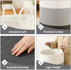 Laundry Basket Hamper Tall Rope Storage Woven for Blanket toys Dirty Clothes in Living Room Bathroom Bedroom (Gradient Grey, 60L/15.8Gal) - Image 4