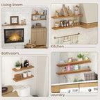 Floating Shelves for Wall, 30"Wx8"D Rustic Solid Elm Wood Floating Shelves Wall Mounted, Round Edge Wall Shelves with Invisible Bracket for Living Room Bathroom Bedroom Kitchen, Set of 2, Natural - Image 7