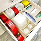 Food Storage Container Organizer 2pc - Lid Organizer Box - Adjustable Kitchen Organizing Box - Compatible with Tupperware Glad Rubbermaid Ziploc Containers - Drawers and Cabinet Organization (2) - Image 3