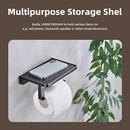 Oil Rubbed Bronze Toilet Paper Holder with Shelf - Image 3