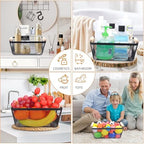 6 Pack Black Wire Basket with Wooden Handle, Storage Bins for Pantry - Image 2