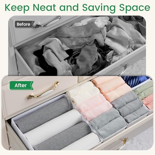 Criusia 16 Pack Underwear Drawer Organizer, Drawer Organizer Clothes, Foldable Cloth Storage Box Closet Dresser Drawer Divider Organizer for Clothes, Scarves (White) - Image 2