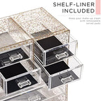Sorbus Makeup Organizer, 7-Drawer Acrylic 2-Piece Set (Glitter) - Image 6