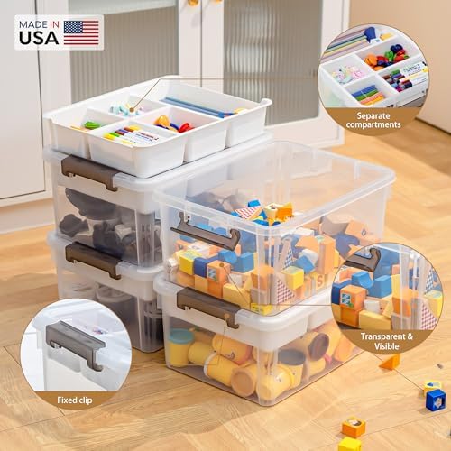 Citylife 17QT 2Packs Clear Craft Organizers and Storage Box with Tray - Image 5
