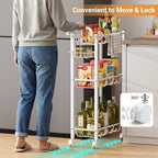 AOODA Laundry Room Cart with Top Detergent Holder, Metal Rolling Storage Cart Between Washer and Dryer, 3 Tier Narrow Laundry Room Organization and Storage with Wheels (White) - Image 6