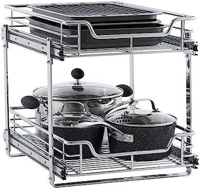 Household Essentials Chrome-Plated Steel Dual-Tier Slide-Out Organizer by HouseholdEssentials