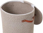 16"x20" Extra Large Cotton Rope Basket with Zipper Lid, Woven Laundry Hamper and Blanket Storage Basket, Round Clothes Bin for Living Room Bedroom, Camel & White Mix - Image 3