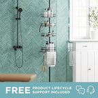 Zenna Home Tension Pole Shower Caddy Corner Organizer, Adjustable Standing Shower Caddy with 4 Baskets and Built in Towel Bar, Rust Resistant Bathroom Tension Rod Organizer, 60 to 97 Inch, Matte Black - Image 2