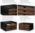 UnionBasic Document Organizer, 3-Drawer File Cabinet Document Storage Box, Office Desktop Filing Organizer, Black with Wood Grain Drawers - Image 4