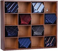 Wall Mounted Tie Rack - 16 Compartment Tie Organizer with Display Racks for Bedroom & Wardrobe by Ribgwo