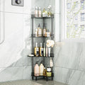 Consumest Corner Shower Caddy Standing - 4-Tier Stainless Steel Shower Organizer with Soap Holder and 4 Hooks, Large Capacity Corner Shelf Stand for Bathroom, Rest Room, Black by Consumest