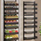 POKIPO 8-Tier Over the Door Pantry Organizer, 2 IN 1 Wall Mount or Hanging Spice Rack with Adjustable Raised Basket, Heavy Duty Back of Door Storage for Kitchen Bathroom Laundry Room by POKIPO