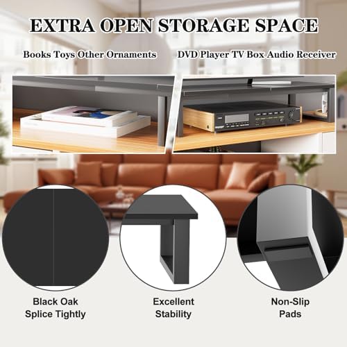 aboxoo 45" TV Riser with Light for 32-60 inch TV, TV Shelf with Steel Legs - Image 7