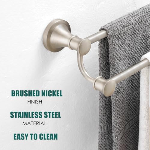Hoimpro Double Towel Bar Towel Rack for Bathroom Wall Mount Brushed Nickel - Image 3