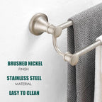 Hoimpro Double Towel Bar Towel Rack for Bathroom Wall Mount Brushed Nickel - Image 3