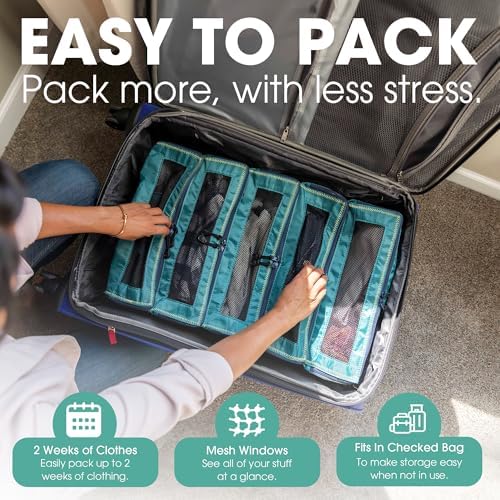 Pack Gear Hanging Suitcase Organizer - Our XL Hanging Luggage Organizer Perfectly Fits Any Suitcase - Our Packing Cubes for Travel Use Mesh Windows to Make Finding Any Outfit Easy (Green, XL) - Image 3