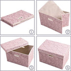 PRANDOM Collapsible Storage Boxes with Lids [5-Pack] Fabric Decorative Storage Bins Cubes Organizer Containers Baskets with Cover Handles Divider for Bedroom Closet Living Room Pink 14.9x9.8x9.8 Inch - Image 4