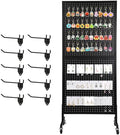 NectaCol 2'x 5' Standing Pegboard Display with T-Base, Pegboard Display Stand with Wheels, Metal Peg Board Display Rack, Art Display Stand, Extra 10 Pieces Hooks - Black by NectaCol