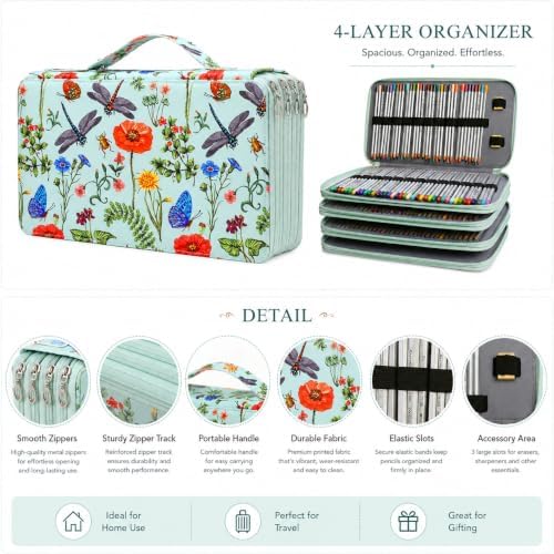 300 Slots Colored Pencil Case Organizer, 4 Layer Bag - Image 3