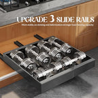 Seinloes 6 Pack Expandable Pull Out Cabinet Organizer 21"Deep With Raising Pad for Framed Cabinets,Upgrade 3 Slide Rails Slide Out Drawers,No Drill Roll Out Shelves,Adjustable Width 12.1"-20.4" Black - Image 5