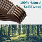 ABHENG 30 Pack Wooden Coat Hangers, 360° Swivel Hook, Suit Hangers with Anti-Slip Notches, for Jackets, Shirts, Dress, Dark Walnut, UAWY0530H - Image 3
