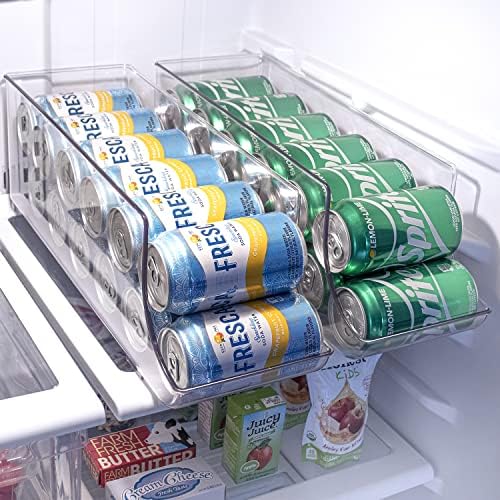 Sorbus Can Dispenser for Refrigerator - 12 Can Fridge organizer Rotation System Rack - Clear Soda Can Organizer for Refrigerator, Freezer & Pantry - Great for Kitchen Organization & Storage (2-Pack) - Image 6