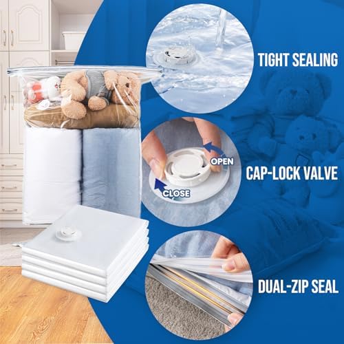 TAILI 8 Pack Vacuum Storage Bags, Jumbo Size (31×40 inch), Cream - Image 5