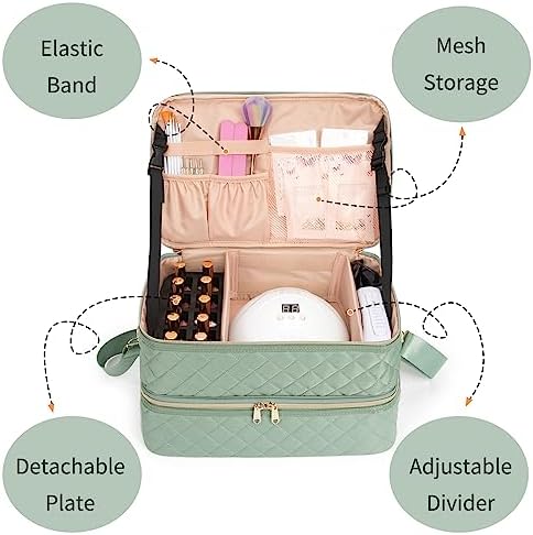 Nail Polish Organizer Bag Holds 50+ Bottles (15ml/0.5 fl.oz) &Nail Lamp - Image 5