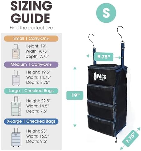 Pack Gear Hanging Carry-On Organizer - Our Standard Hanging Luggage Organizer Fits Any Carry On - Our Packing Cubes For Travel Use Mesh Windows to Make Finding Clothes Easy (Black, S) - Image 4