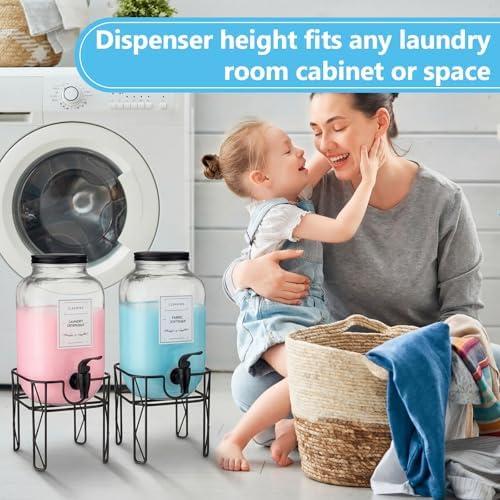 Filltouch 2 Pack Glass Laundry Detergent Dispenser with Stand, 1 Gal/128 oz - Image 6