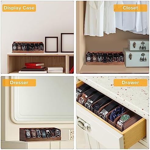 Belt organizer, 7 compartment belt holder belt hanger closet and belt organizer for drawer,belt rack, belt storage organizer, belt hangers for men and women (Acacia wood) - Image 5