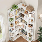 FOTOSOK 72" Tall Corner Bookshelf, 6-Tier Bookshelf and Bookcase, White - Image 4
