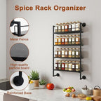4 Tier Spice Rack Wall Mounted for Kitchen, Large Capacity Organizer - Image 3