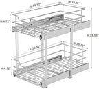 EZKAZA Pull Out Cabinet Organizer for Kitchen Utensil 11.5" W x 21" D, 2-Tier Cabinet Pullout Shelves and Drawer Organizer Slide Out Pantry Storage Basket, Bottom Basket 10.2" W x 20.4" D x 4.7" H - Image 7