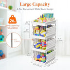 Lifewit 4 Tier Plastic Stackable Storage Baskets for Clothes 2 Pack, White - Image 3