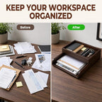 Wood 2-Tier Letter Tray, Stackable Detachable Paper Tray Desk Organizer - Image 5