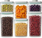 Pop Airtight Food Storage Containers Set with Lids, 6 Pcs Stackable One Button Opening Food Containers Kitchen Pantry Organization and Storage, BPA Free Stackable Cereal Container (0.5, 1.2, 1.8qt)*2 by Melovom