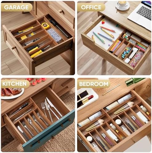 Silverware Organizer, 12.5 Inch Utensil Organizer Kitchen Drawer Organizer Acacia Silverware Holder Cutlery Tray Organizer in Drawer Flatware Organizer Tray(7 slots, Acacia） - Image 6