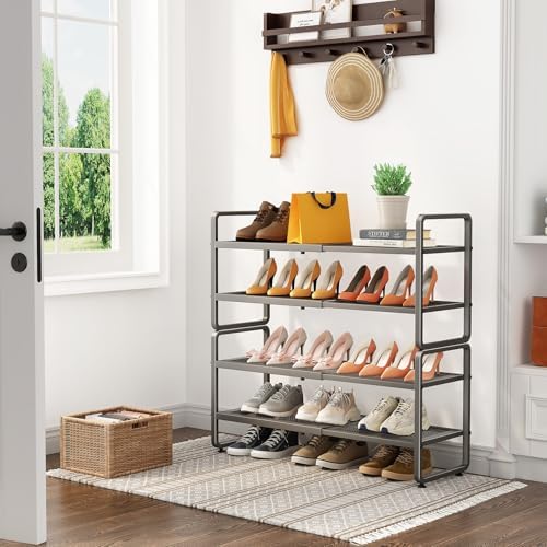 SNTD Expandable Metal Shoe Rack for Closet, Entryway & Garage, 4-Tier, Grey - Image 2