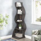 Tribesigns Corner Shelf, Modern 5-Tier Wall Corner Bookshelf, Stylish Corner Small Bookcase Storage Rack Plant Stand with Unique Shape for Living Room, Home Office(Gray, 2PCS) - Image 6
