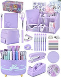 Purple Desk Accessories and Organizers with Desk Organizer and 360°Rotating Pen Holder stapler Pen and a Lot of Office Purple Office Supplies Beautifully Presented in a Gift Box by Vamrak