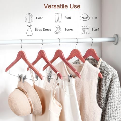 TOPIA HANGER American Red Cedar Wooden Hangers with Adjustable Metal Clips and 360° Swivel Hook, Premium Wood Clothes Hangers 10 Pack for Suit, Pant, Skirt, Jeans, Coat, Jacket-CT28C - Image 4