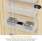 VyGrow Over the Door Organizer, 8-Tier Pantry Organizer with Fully Enclosed Mesh Baskets, Heavy-Duty Metal Hanging Spice Rack for Kitchen Bathroom Laundry Room, 2-in-1 Wall Mount or Door Mount, White - Image 4