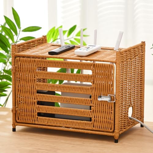 Novabright Rattan Router Box Hider, Wi-Fi Shelf, Plastic Rattan, Brown by Unknown