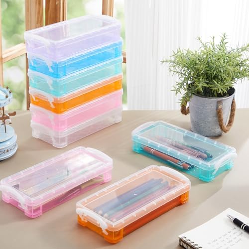Gueevin 24 Pcs Pencil Box Clear Plastic Pencil Case, Macaron - Image 4