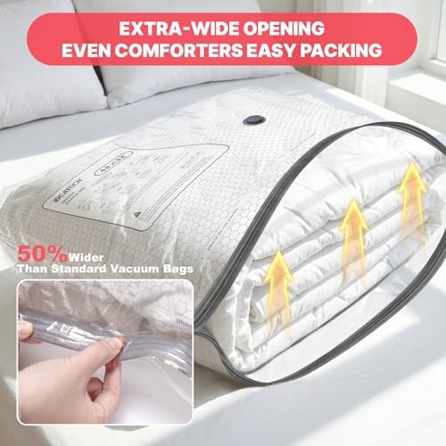 IDEATECH 12Pack Vacuum Storage Bags with Electric Pump, Jumbo Vacuum Seal Bags for Clothing, Bedding & Blankets, Heavy Duty Compression Space Saver Bags with Airtight Seal, Seasonal Storage-4M+4L+4XL - Image 3