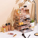 Sorbus Makeup Organizer, 7-Drawer Acrylic 2-Piece Set (Pink) - Image 5