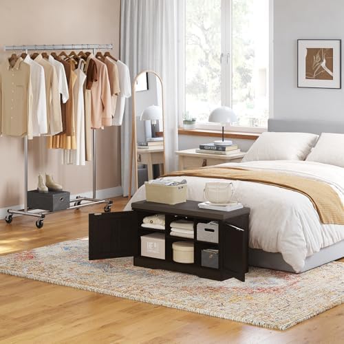 DINZI LVJ Shoe Storage Bench with Cushion, Door, Espresso 31.5" LX17.7 H - Image 2